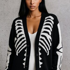 Dark-Aesthetic Skeleton Cardigan